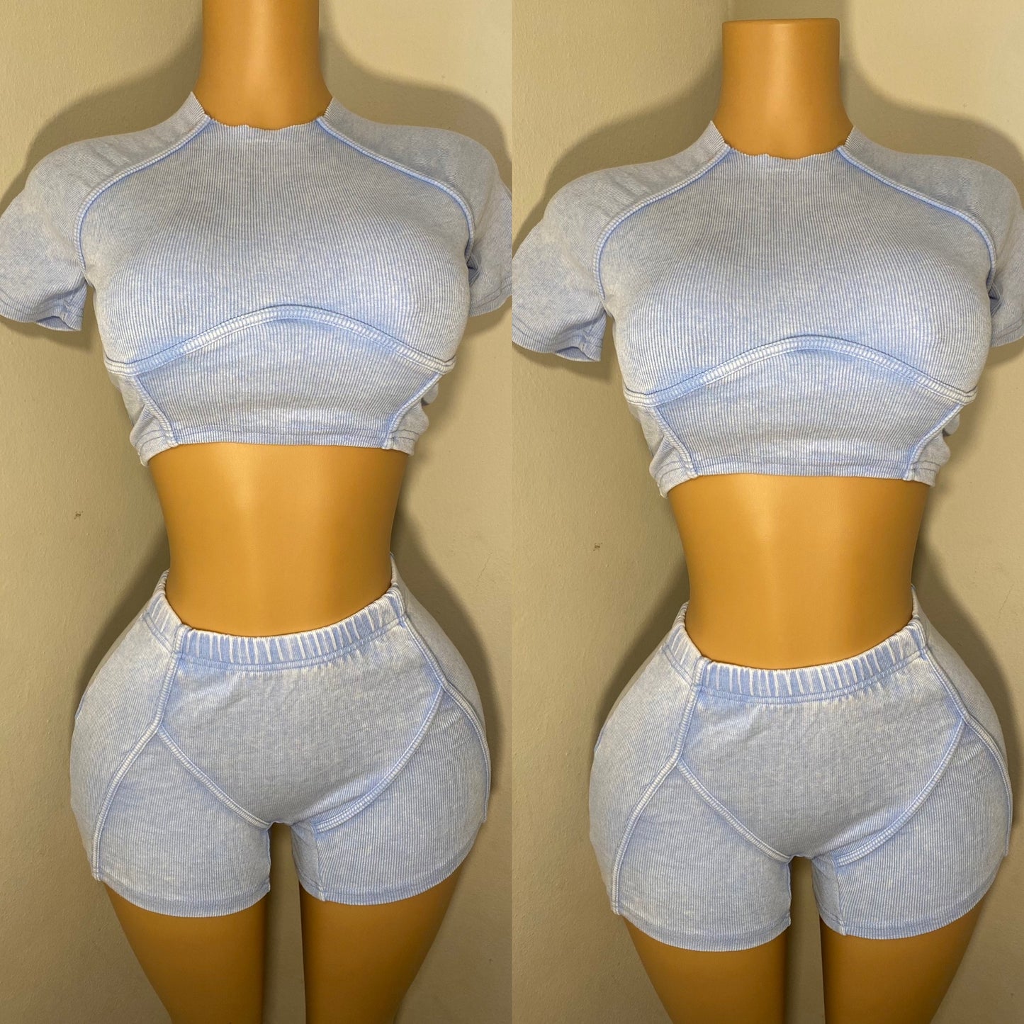 Acid Wash Shorts Set