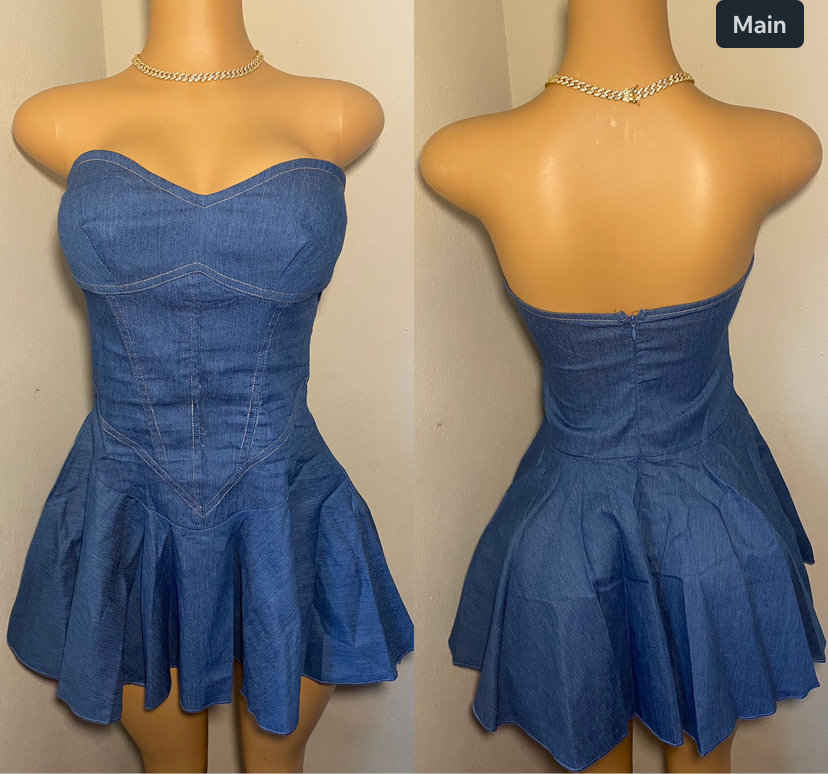 Denim Pleated Dress