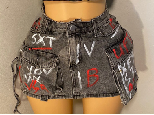 Graffiti Denim skirt