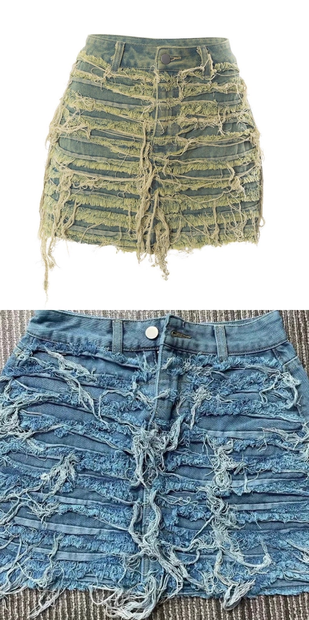 Denim Distressed Skirt